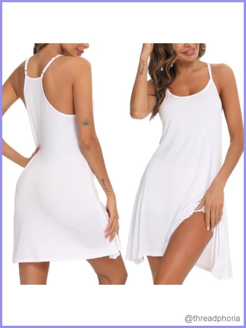 Cotton Nightgown for Women Sleeveless Sleep Dress Spaghetti Strap Nightshirt - Picture 4 of 6